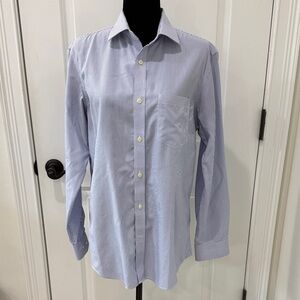 Classic Banana Republic Blue Striped Men's Shirt Non-Iron Classic Fit